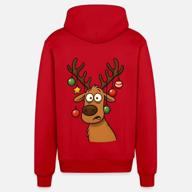 Cerf Rudolph Joyeux Noël doux - Veste à capuche bio décontractée fabriquée en UE - rouge