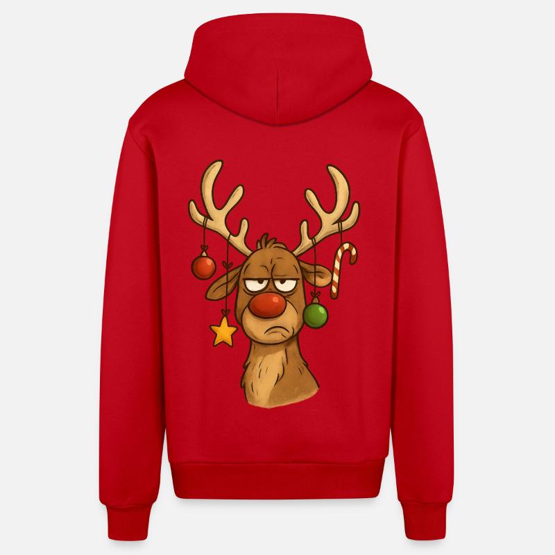 Cerf Rudolph Joyeux Noël doux - Veste à capuche bio décontractée fabriquée en UE - rouge