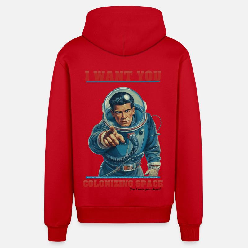 Colonisation spatiale rétro des astronautes - Veste à capuche bio décontractée fabriquée en UE - rouge