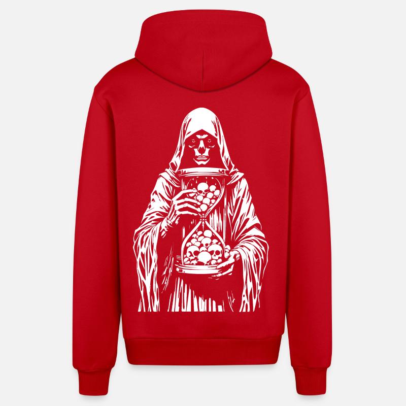 Sensenmann mit Schädeln - Organic Relaxed Kapuzenjacke Made in EU - Rot