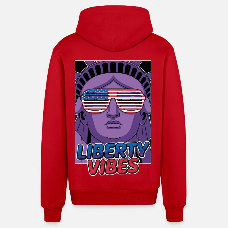 Liberty Vibes Statue de la Liberté - Veste à capuche bio décontractée fabriquée en UE - rouge