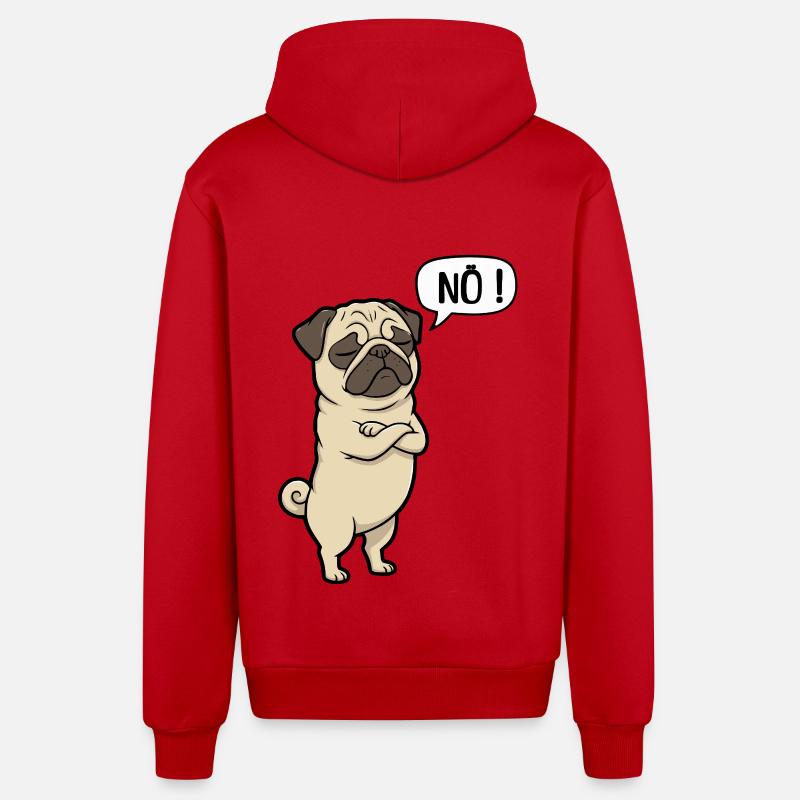 NÖ Pug Eigensinniger Mops-Charme - Organic Relaxed Kapuzenjacke Made in EU - Rot
