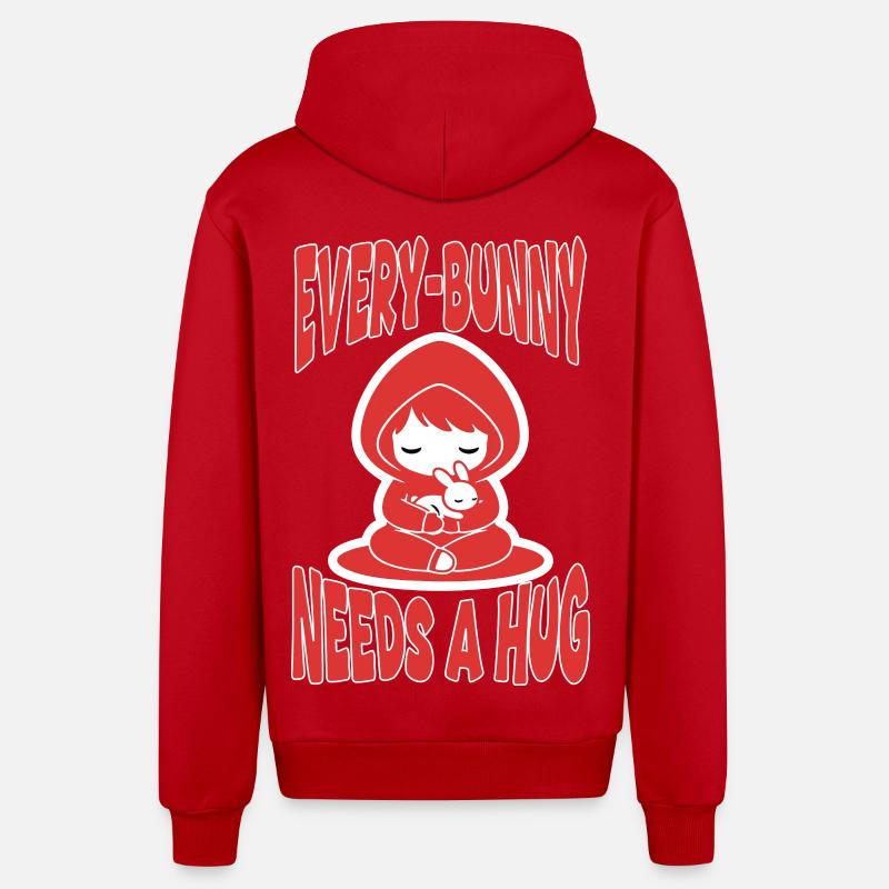 Lapin Hug Every-Bunny Manga Mignon - Veste à capuche bio décontractée fabriquée en UE - rouge