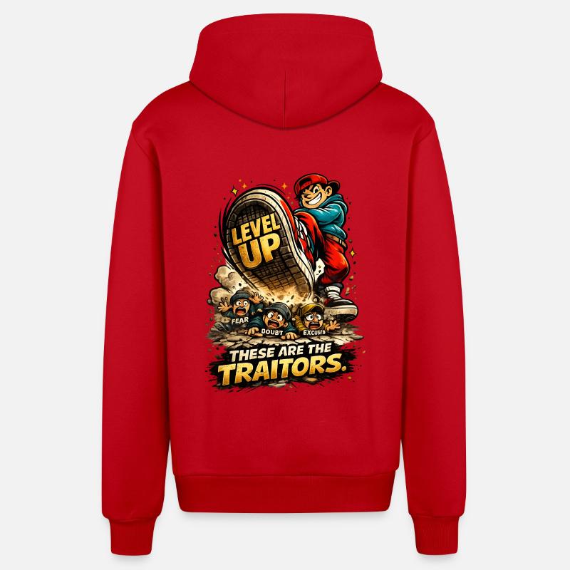 Level Up Crew Runner - Veste à capuche bio décontractée fabriquée en UE - rouge