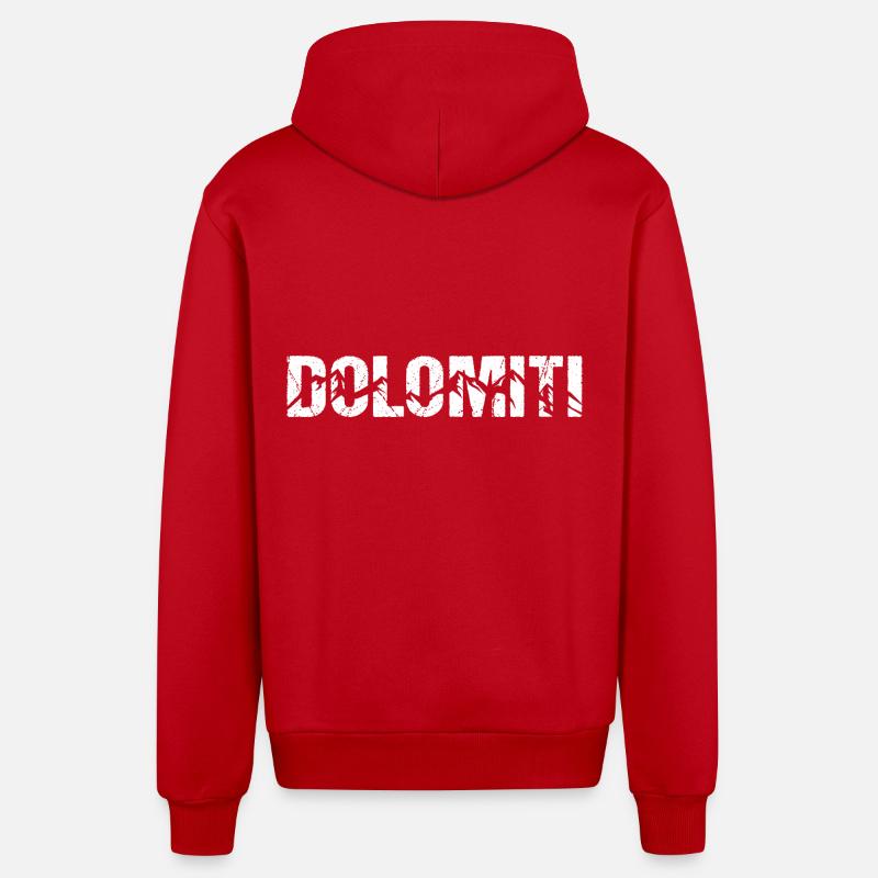Dolomiti Mountains Dolomites - Veste à capuche bio décontractée fabriquée en UE - rouge