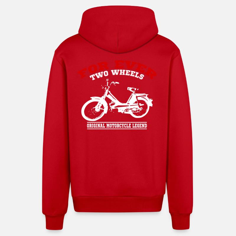 Mofa Mobylette Mokick - Veste à capuche bio décontractée fabriquée en UE - rouge
