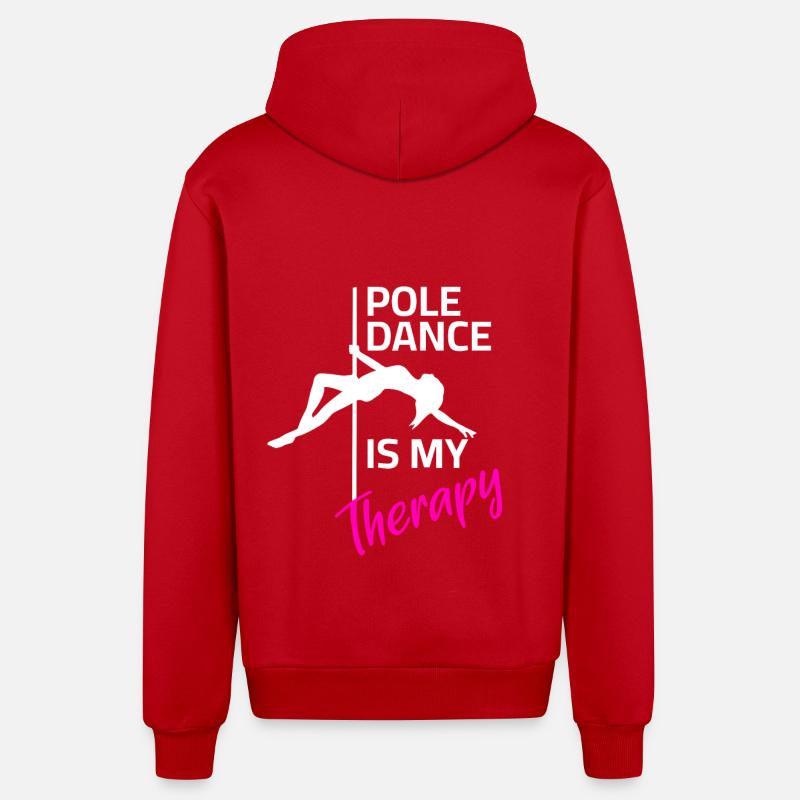 Pole Dance Therapy - Organic Relaxed Hooded Jacket Made in EU - red