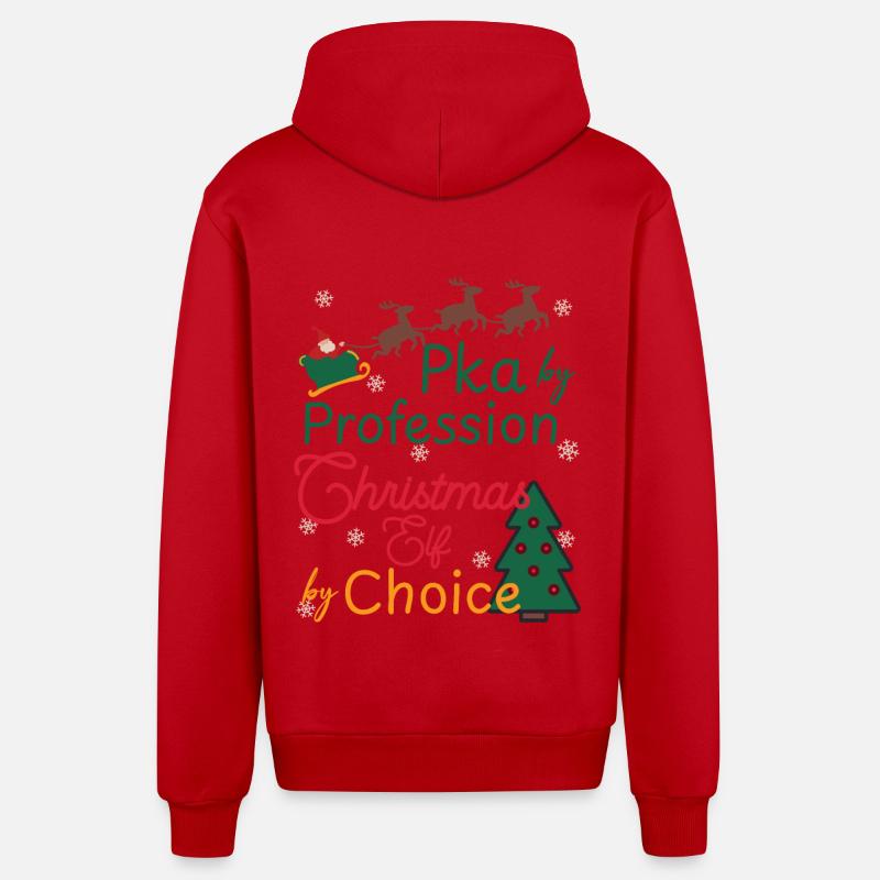 PKA Noël Noël Elfe - Veste à capuche bio décontractée fabriquée en UE - rouge