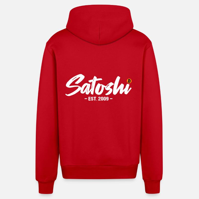 Satoshi est 2009 Bitcoin - Veste à capuche bio décontractée fabriquée en UE - rouge