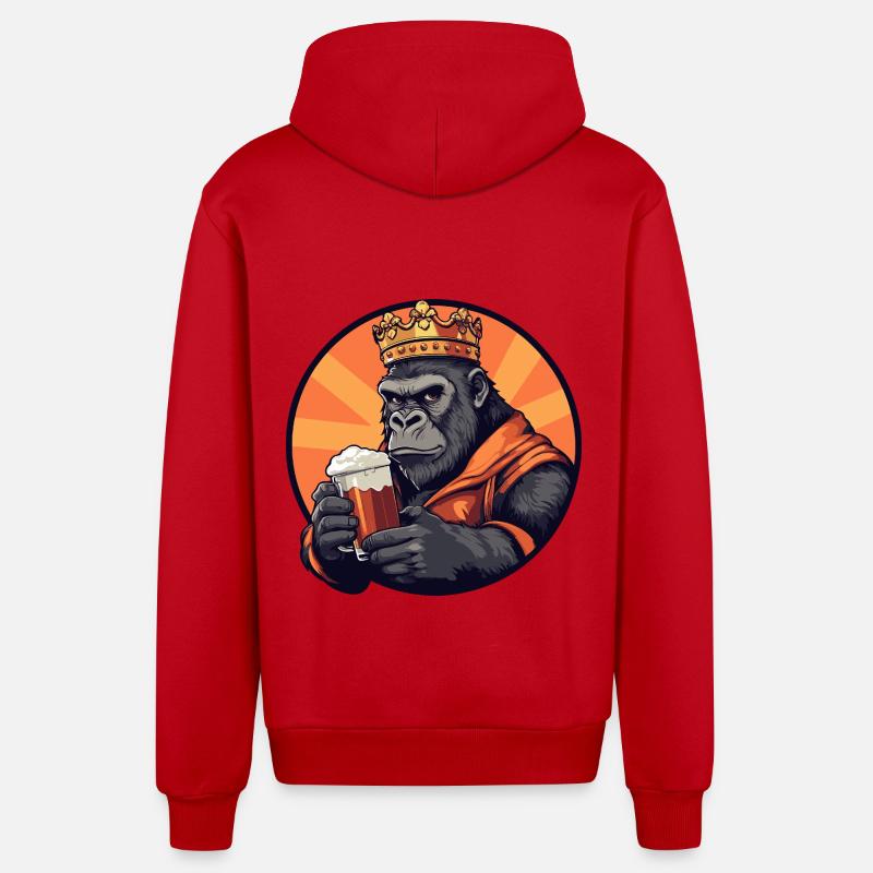 Bière Gorilla - Veste à capuche bio décontractée fabriquée en UE - rouge