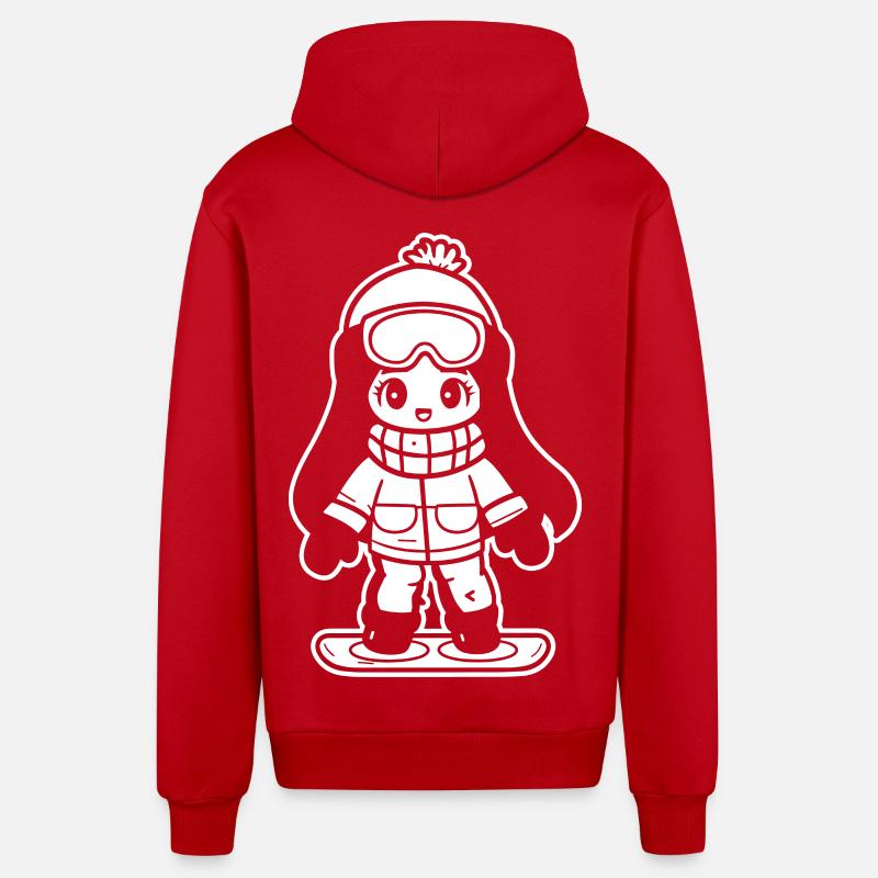 Snowboarder Mädchen - Organic Relaxed Kapuzenjacke Made in EU - Rot