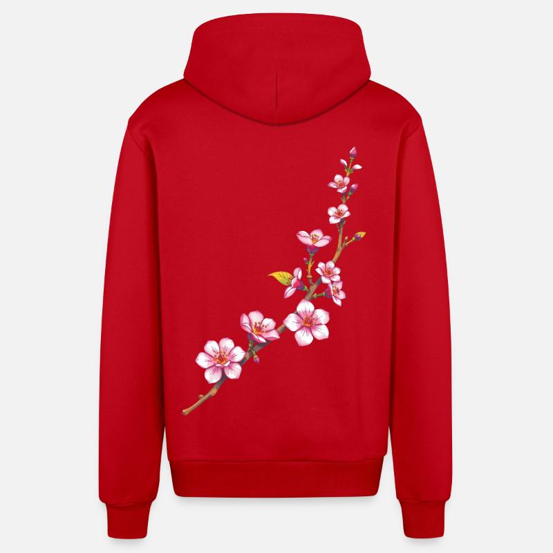 Fleur - Veste à capuche bio décontractée fabriquée en UE - rouge