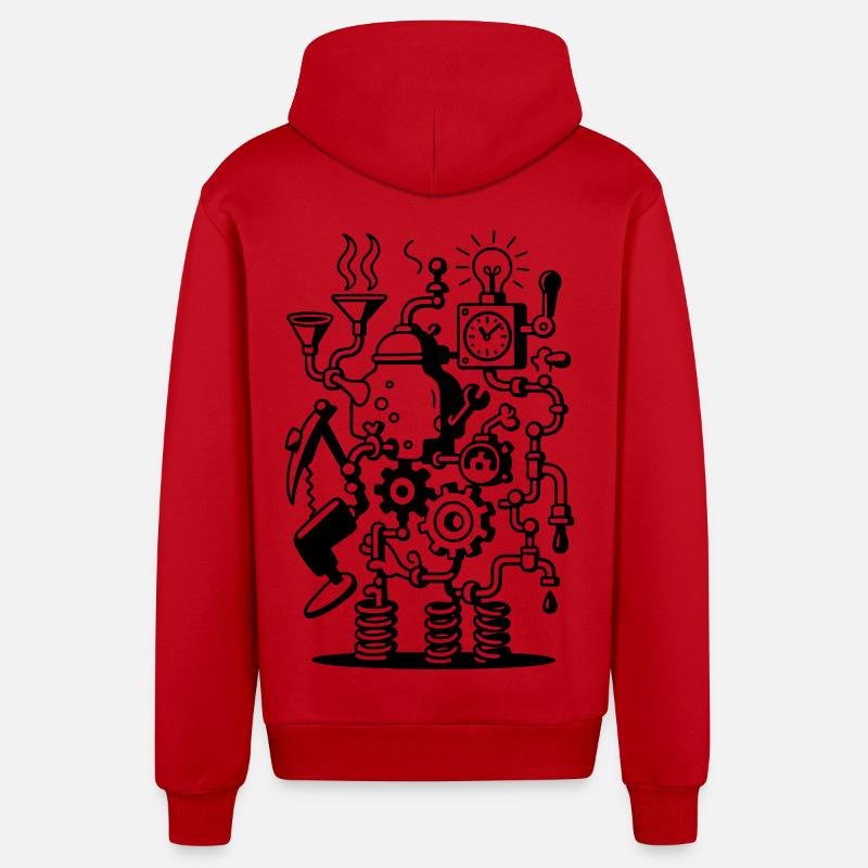 Machine folle - Veste à capuche bio décontractée fabriquée en UE - rouge