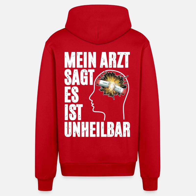 Pyrotechnik Im Kopf - Organic Relaxed Kapuzenjacke Made in EU - Rot