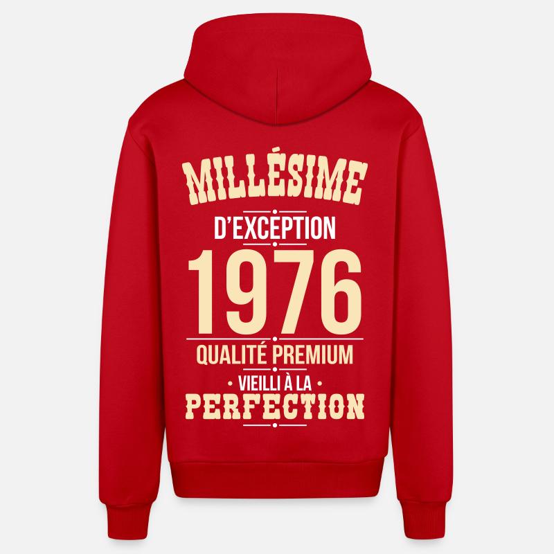 1976 – Millésime d’exception – Qualité premium - Veste à capuche bio décontractée fabriquée en UE - rouge