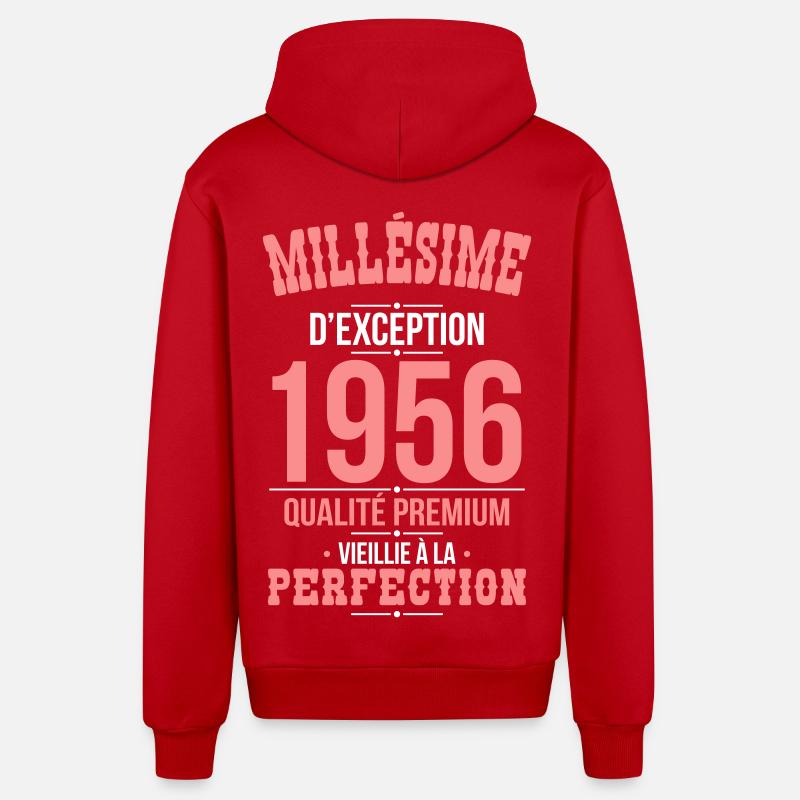 1956 – Millésime d’exception – Qualité premium - Veste à capuche bio décontractée fabriquée en UE - rouge
