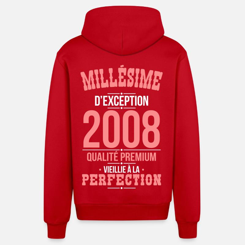 2008 – Millésime d’exception – Qualité premium - Veste à capuche bio décontractée fabriquée en UE - rouge