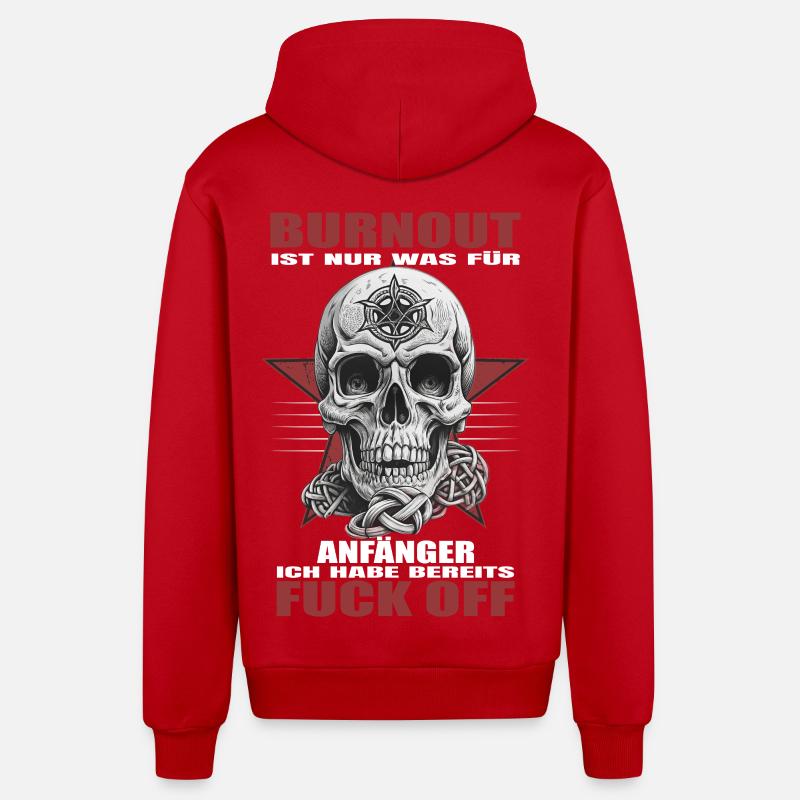 Burnout is for beginners - Organic Relaxed Hooded Jacket Made in EU - red