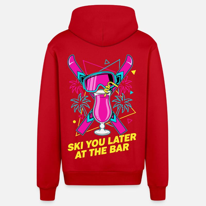 Skiez-vous plus tard au bar - Veste à capuche bio décontractée fabriquée en UE - rouge