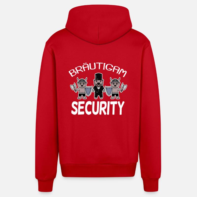 Bräutigam Security Wikinger - Organic Relaxed Kapuzenjacke Made in EU - Rot
