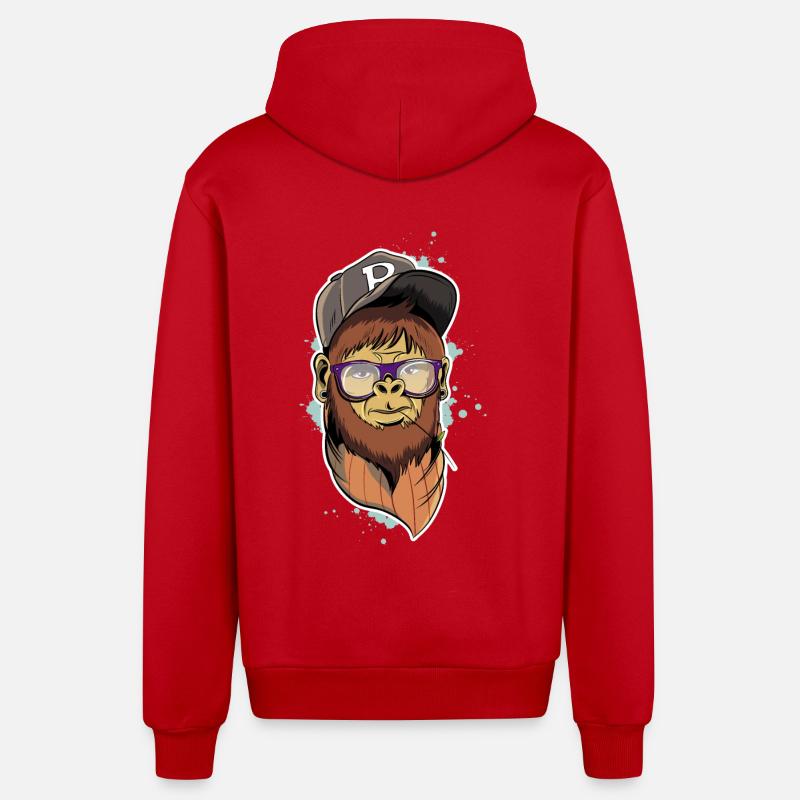 Hipster Monkey - Organic Relaxed Kapuzenjacke Made in EU - Rot