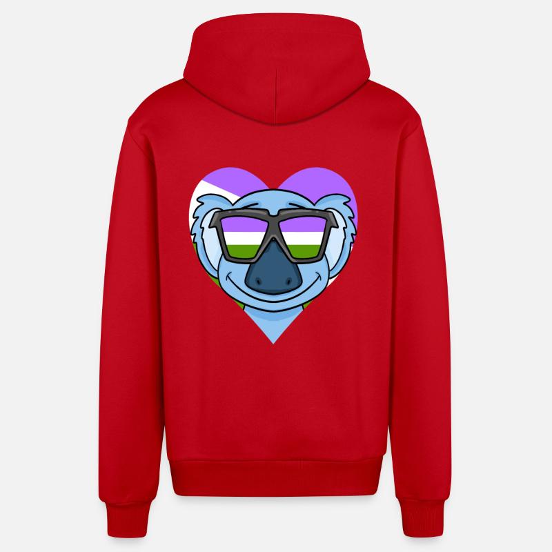 Genderqueer Koala - Veste à capuche bio décontractée fabriquée en UE - rouge