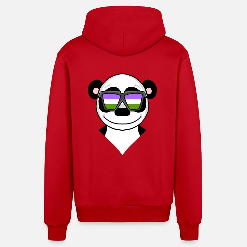 Genderqueer Panda - Veste à capuche bio décontractée fabriquée en UE - rouge
