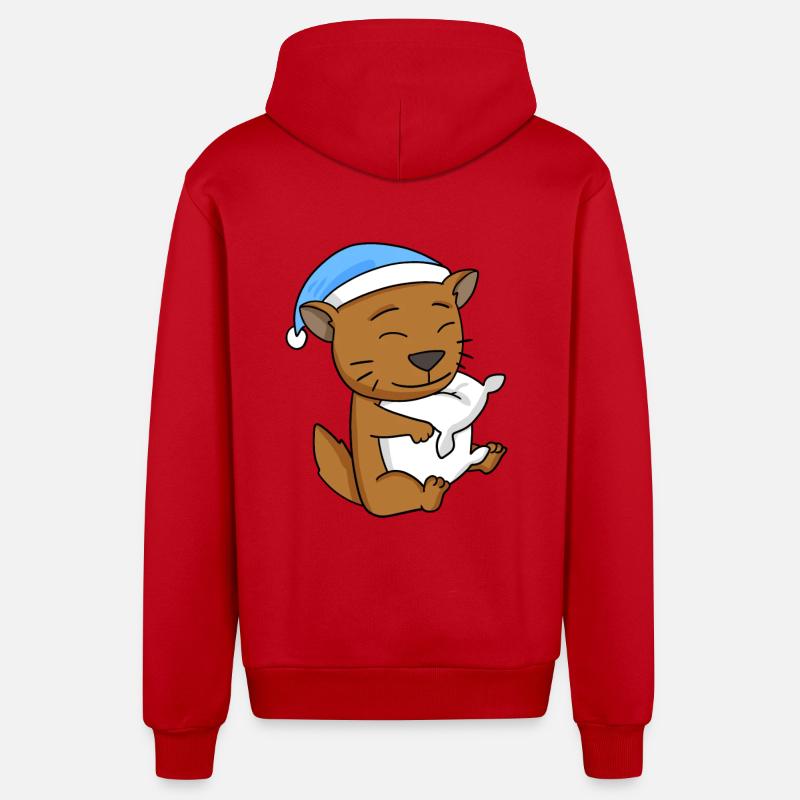 Chat race de chat Somali - Veste à capuche bio décontractée fabriquée en UE - rouge