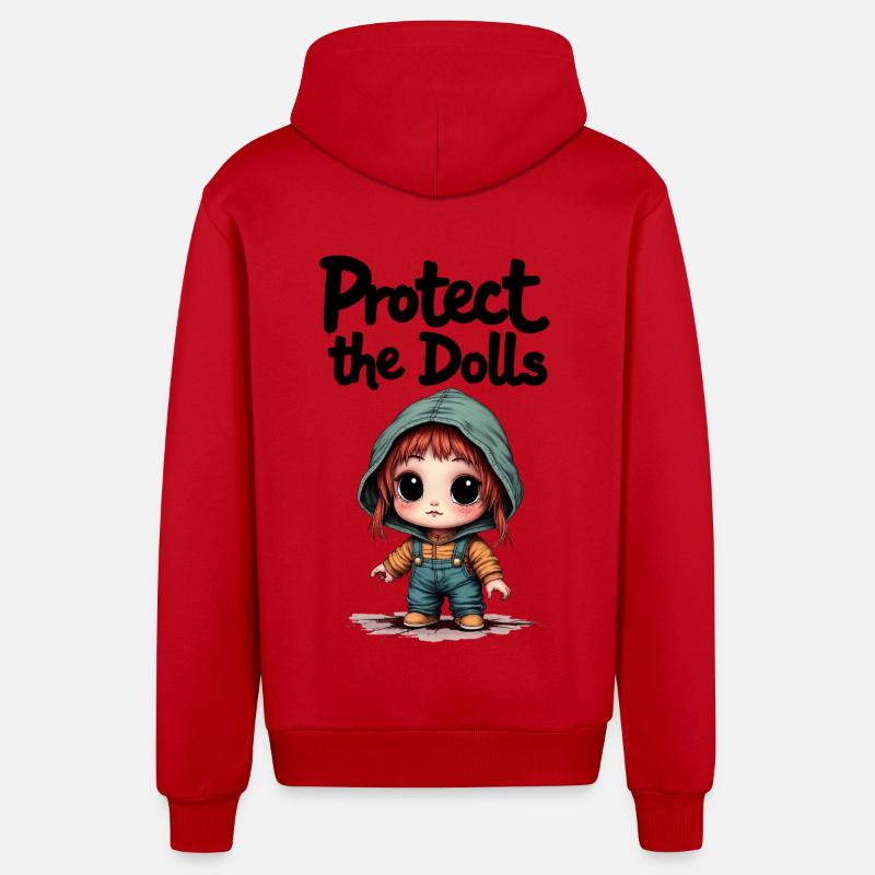 Protégez les poupées - Doux message - Veste à capuche bio décontractée fabriquée en UE - rouge