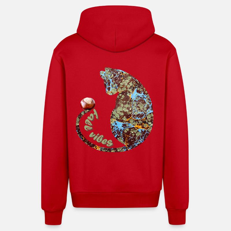 Chat avec châtaignier E 85 - Veste à capuche bio décontractée fabriquée en UE - rouge