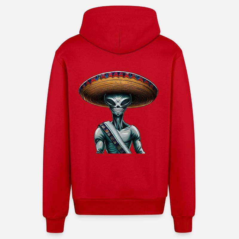 Sombrero extraterrestre mexicain - Veste à capuche bio décontractée fabriquée en UE - rouge