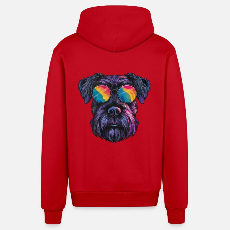 Schnauzer Géant, Schnauzer Géant, Chien - Veste à capuche bio décontractée fabriquée en UE - rouge
