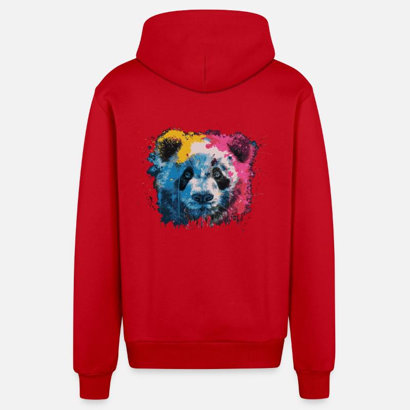 Panda - Veste à capuche bio décontractée fabriquée en UE - rouge