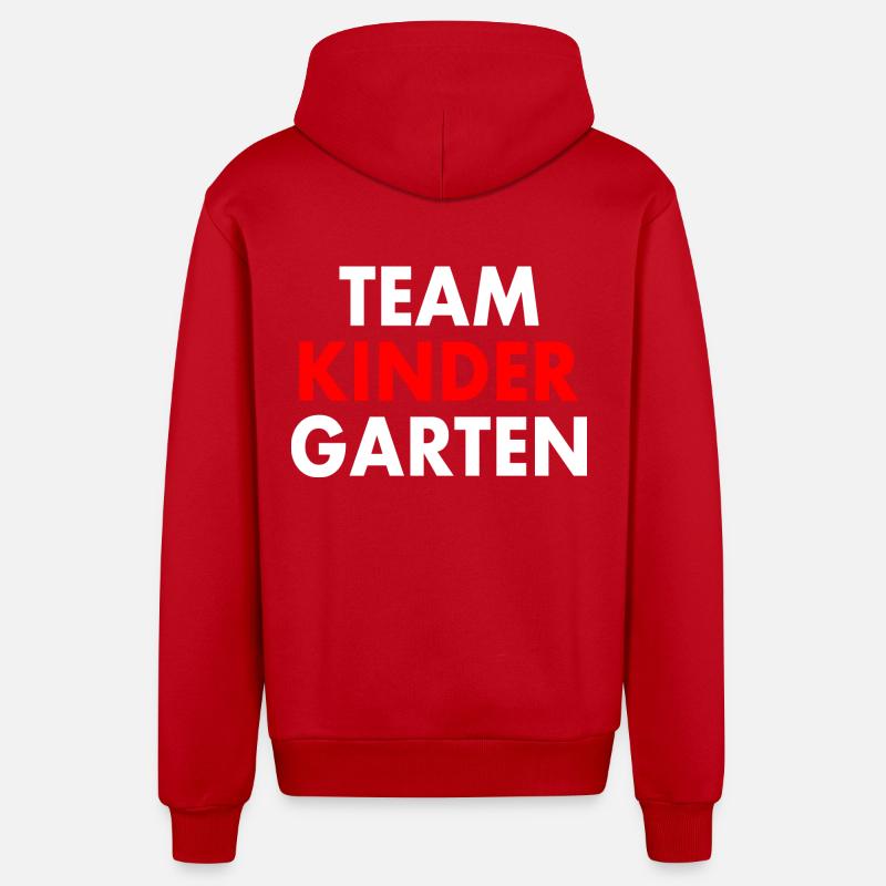 Team kindergarten - Veste à capuche bio décontractée fabriquée en UE - rouge
