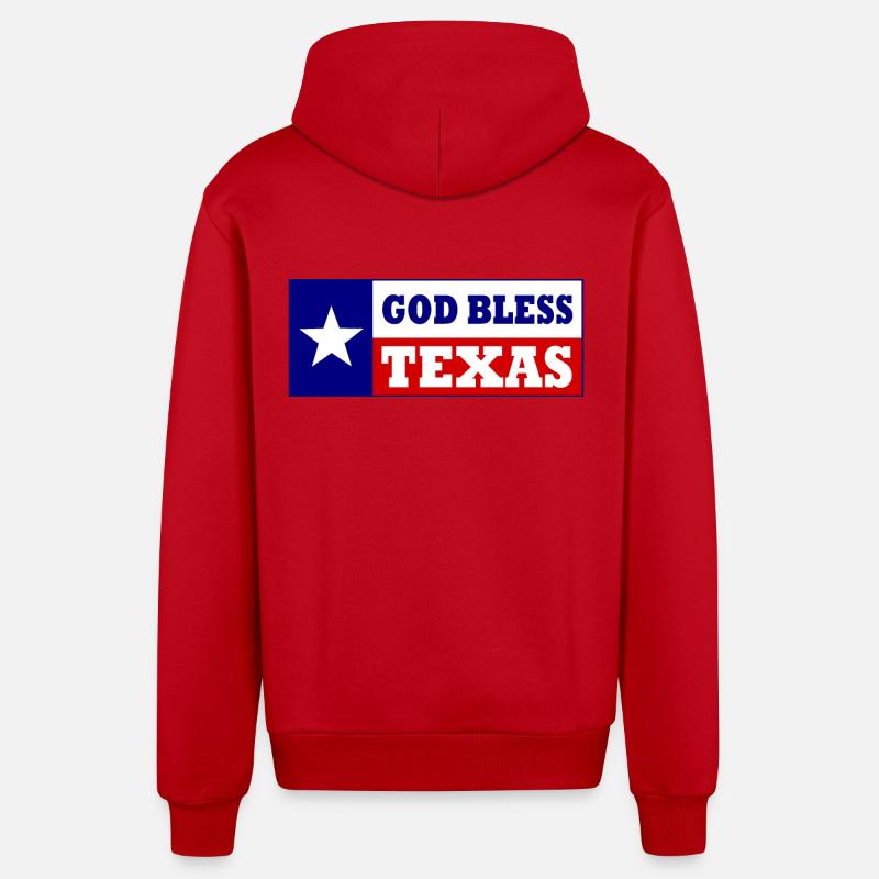 God bless texas - Veste à capuche bio décontractée fabriquée en UE - rouge