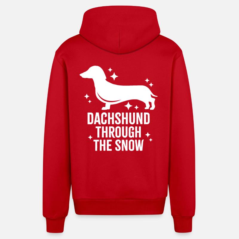 Dackel durch den Schnee - Organic Relaxed Kapuzenjacke Made in EU - Rot