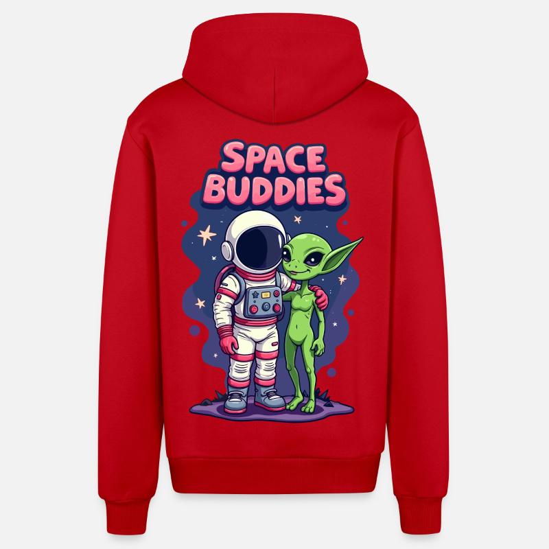 Copains de l’espace - Veste à capuche bio décontractée fabriquée en UE - rouge