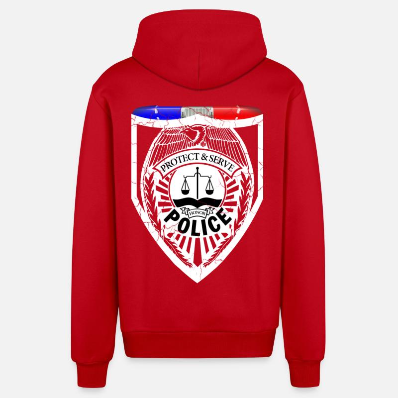 Policier - Veste à capuche bio décontractée fabriquée en UE - rouge