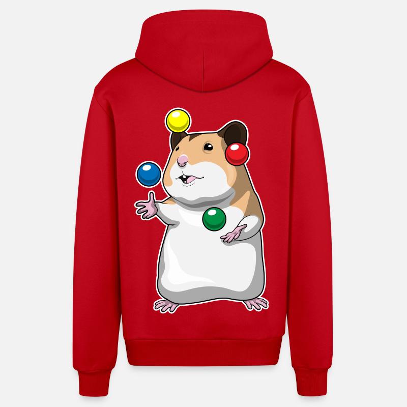 Jongleur hamster jongleur - Veste à capuche bio décontractée fabriquée en UE - rouge