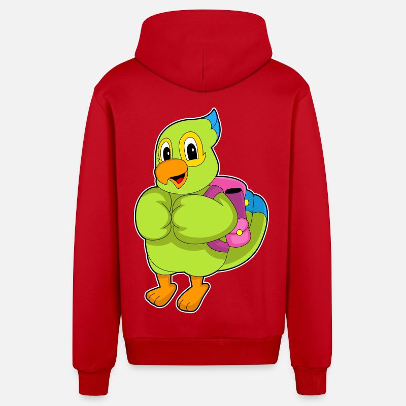 Parrot Student Backpack School - Veste à capuche bio décontractée fabriquée en UE - rouge