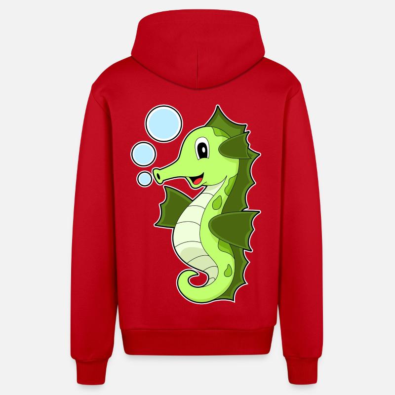 Seepferdchen - Organic Relaxed Kapuzenjacke Made in EU - Rot