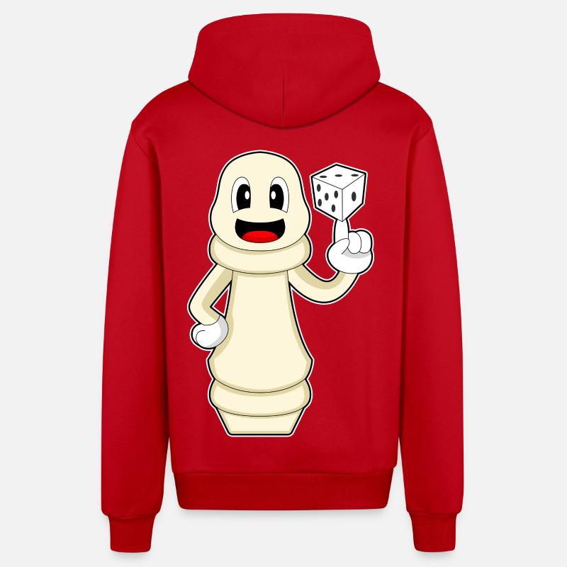 Schachfigur Bauer Schach - Organic Relaxed Kapuzenjacke Made in EU - Rot