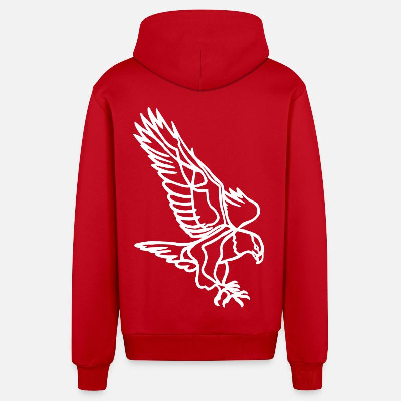 Aigle blanc en vol - Veste à capuche bio décontractée fabriquée en UE - rouge