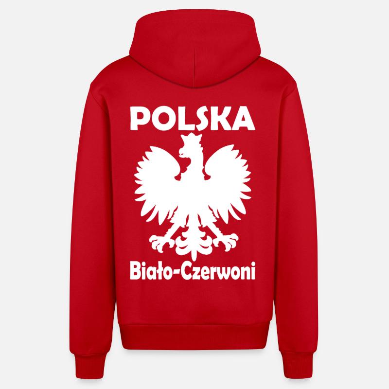 POLSKA - Veste à capuche bio décontractée fabriquée en UE - rouge