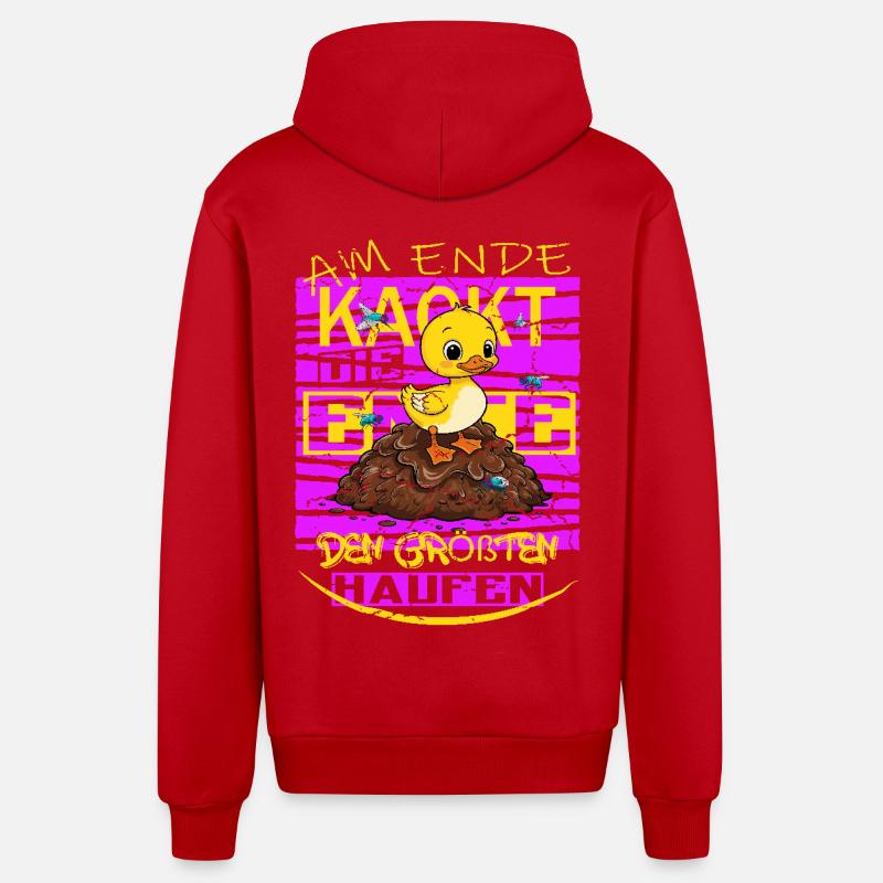 Caca de canard ! - Veste à capuche bio décontractée fabriquée en UE - rouge