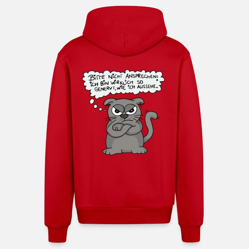 Chat agacé - Ne parle pas ! - Veste à capuche bio décontractée fabriquée en UE - rouge
