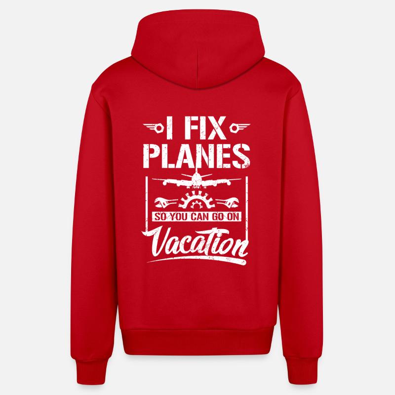 I fix planes - Organic Relaxed Kapuzenjacke Made in EU - Rot