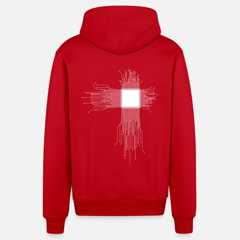 Processeur CPU - Veste à capuche bio décontractée fabriquée en UE - rouge