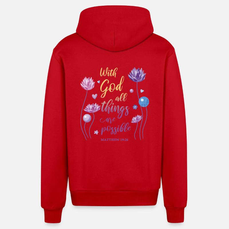 Citation religieuse Don chrétien - Veste à capuche bio décontractée fabriquée en UE - rouge