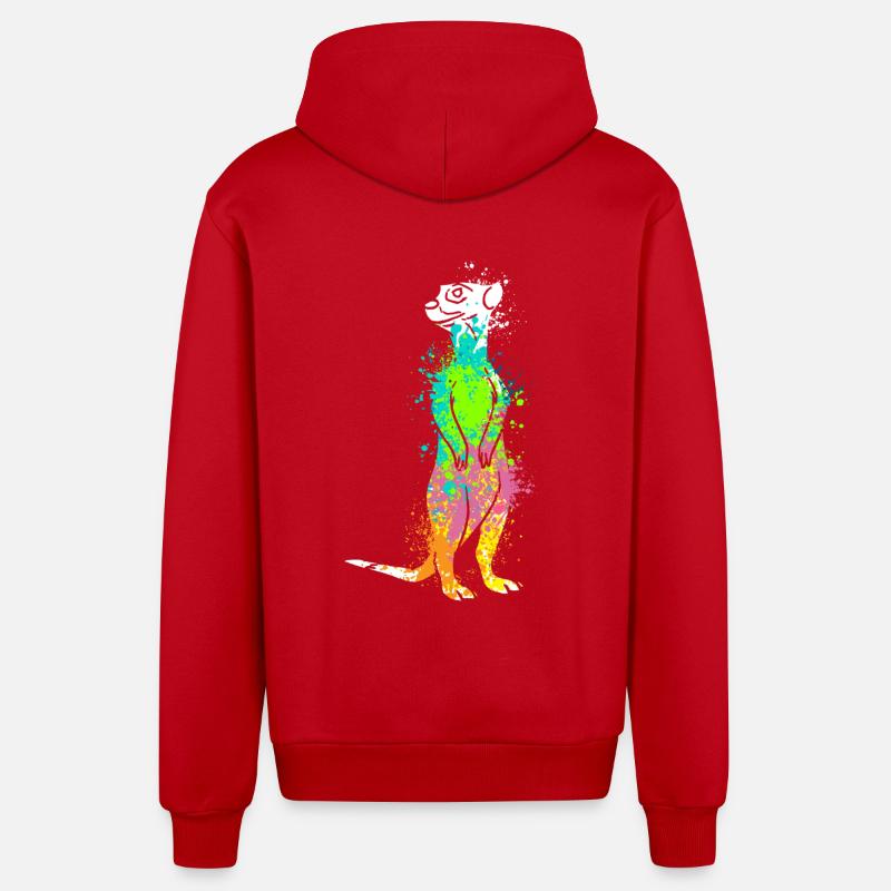 Suricates Splash Art Surikate - Veste à capuche bio décontractée fabriquée en UE - rouge
